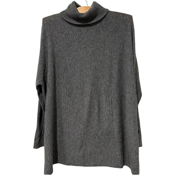 Garnet Hill | Sweater Long Sleeve Turtleneck Gray Cashmere Wool- Size XS - Picture 1 of 8